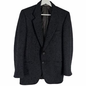 Canali IT 46 US 36 Marled Wool Mohair 2 Button Blazer Black Neill Of Langholm